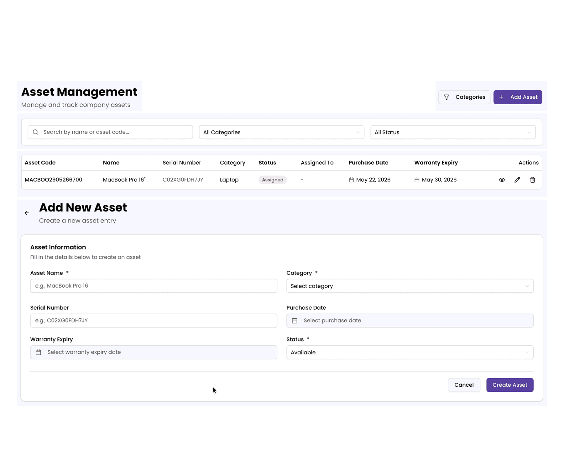 Assets Management